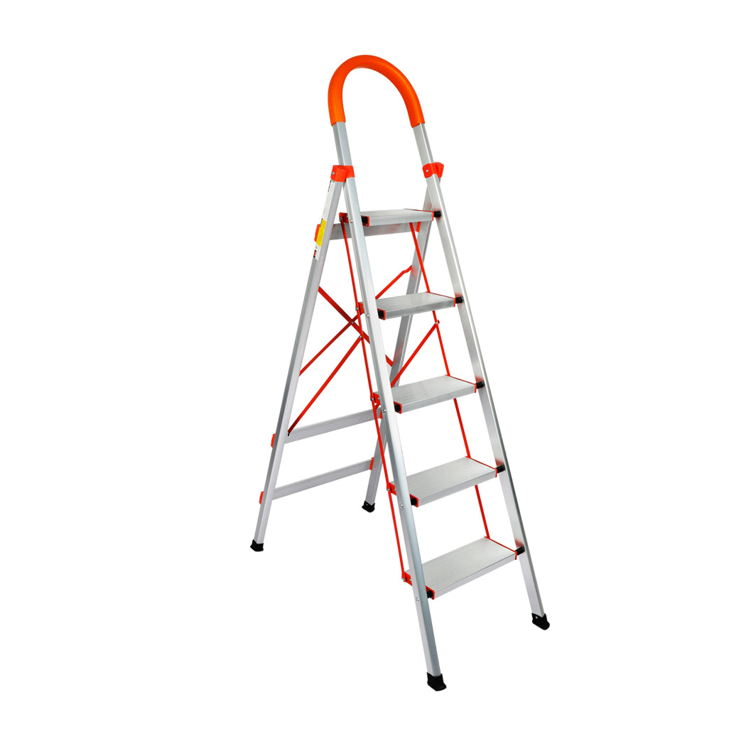 5 Step Ladder Multi-Purpose Folding Aluminium Lightweight Non Slip Platform