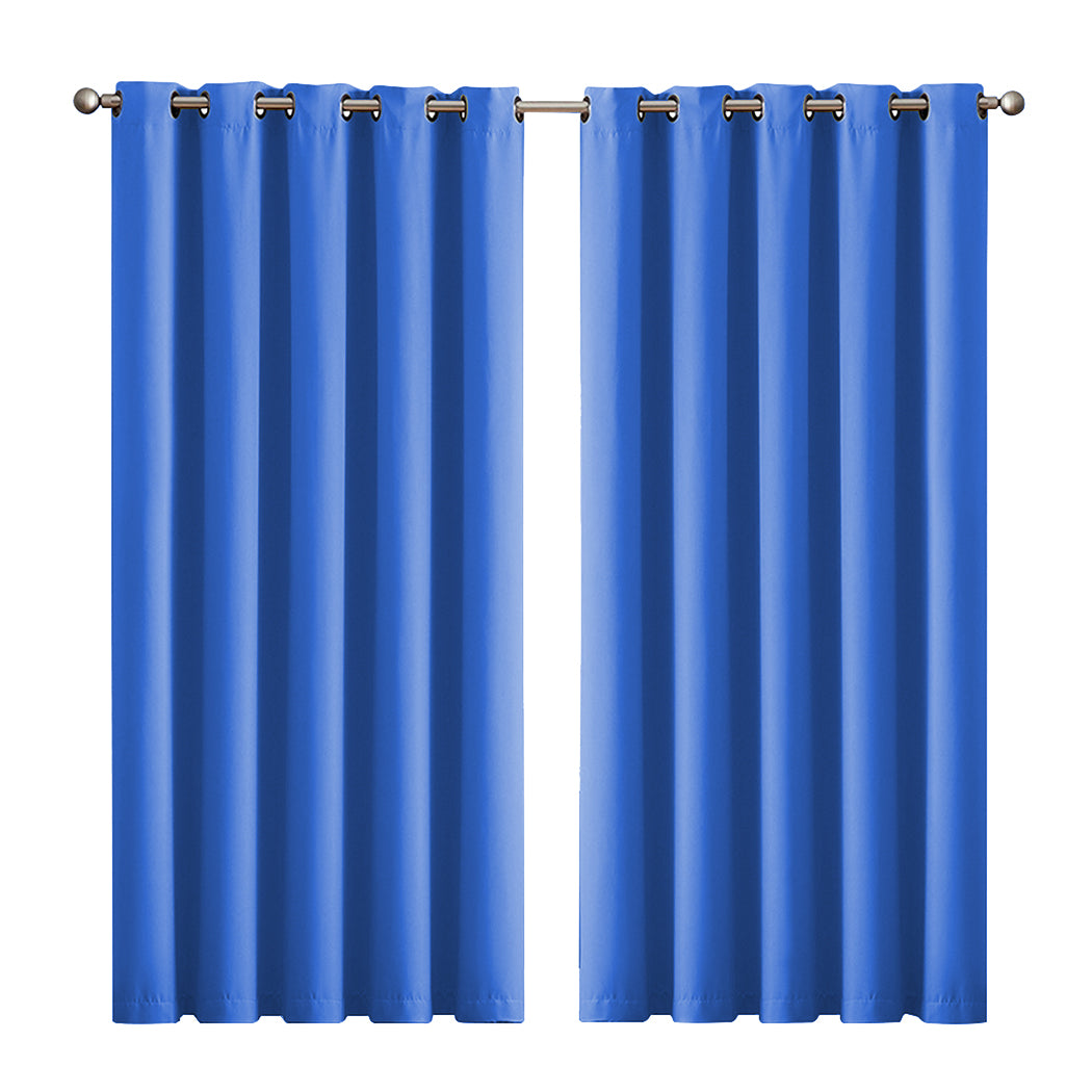 2x Blockout Curtains Panels 3 Layers Blue