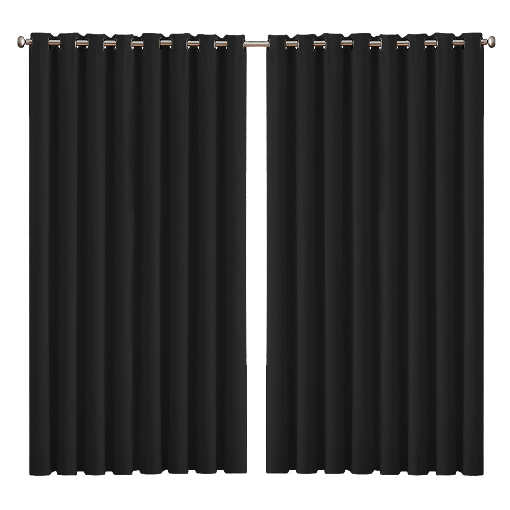 2x Blockout Curtains Panels 3 Layers Black CD1003-300X230-GY