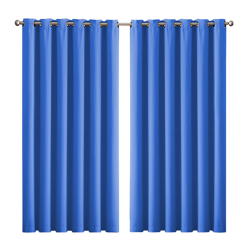 2x Blockout Curtains Panels 3 Layers Blue