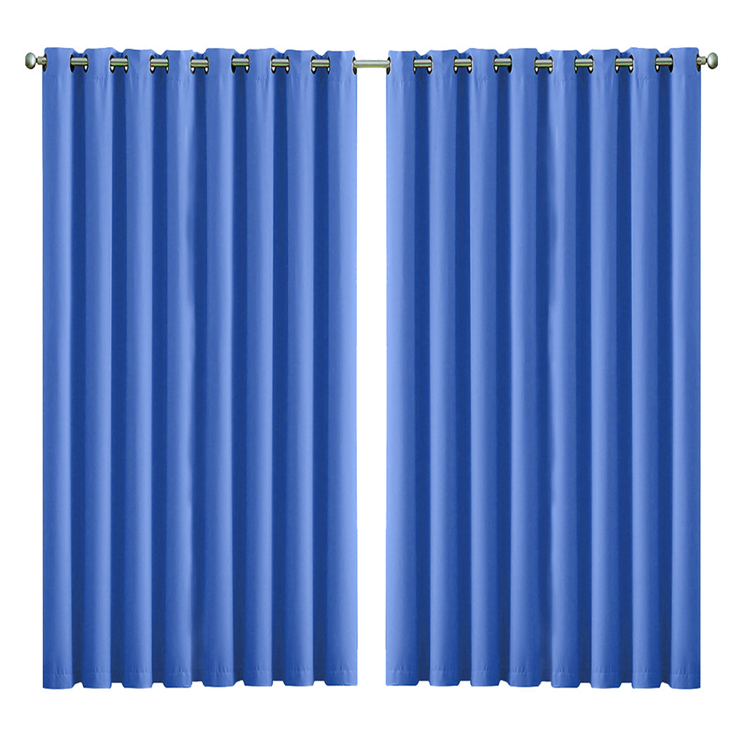 2x Blockout Curtains Panels 3 Layers Blue CD1003-300X230-GY