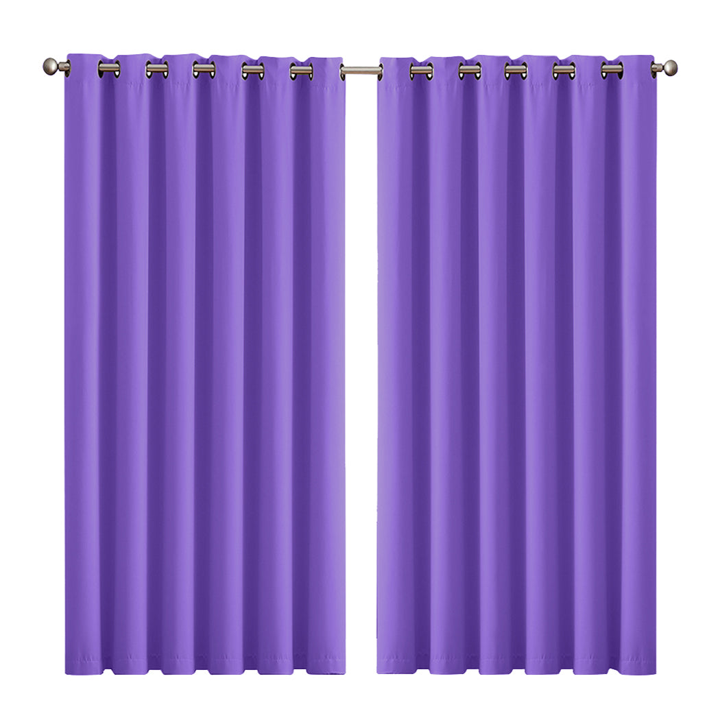 2x Blockout Curtains Panels 3 Layers Purple