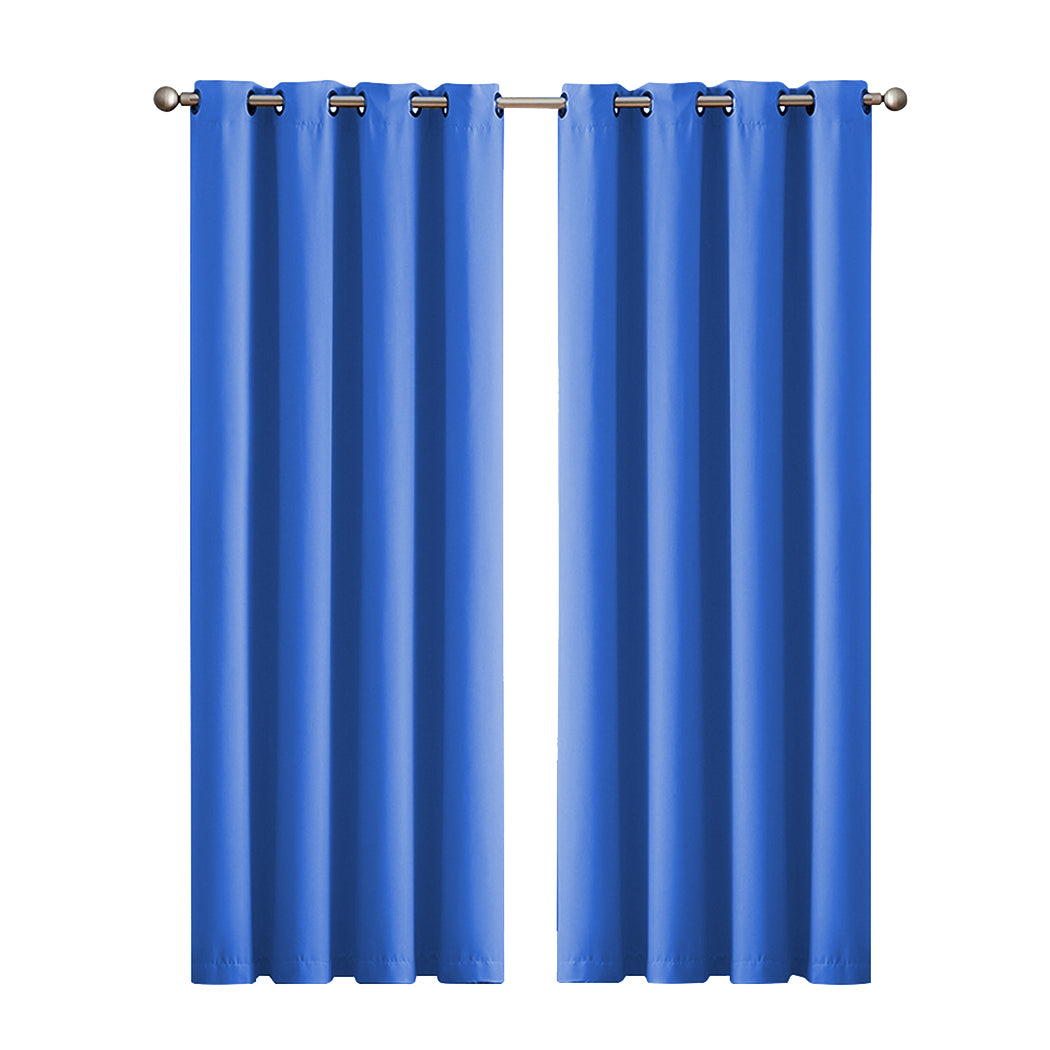 2x Blockout Curtains Panels 3 Layers Blue