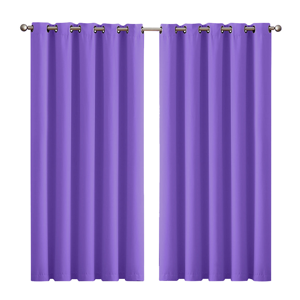 2x Blockout Curtains Panels 3 Layers Purple