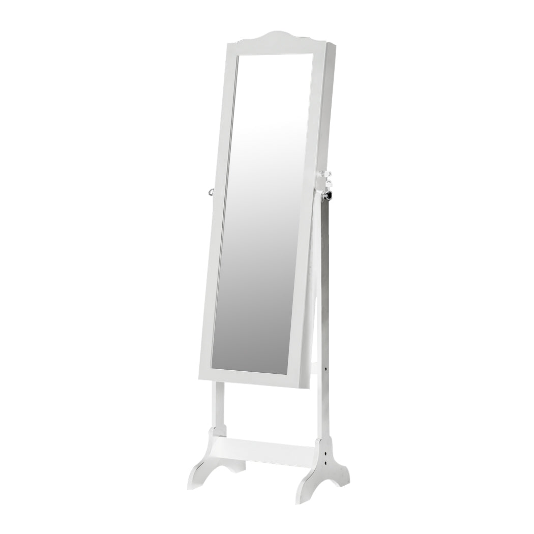 Dual Use Mirrored Jewellery Dressing Cabinet with LED Light in White