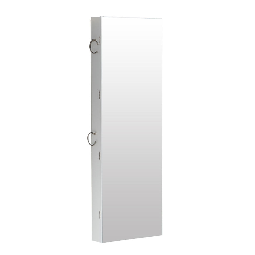 Wall Mounted or Hang Over Mirror Jewellery Cabinet with LED Light White