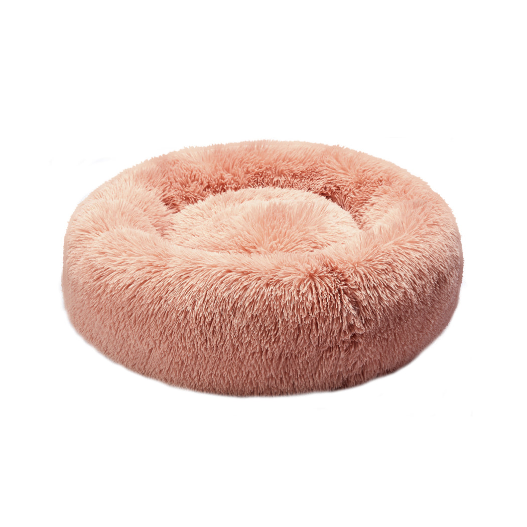 Pet Bed Cat Dog Donut Nest Calming Kennel Cave Deep Sleeping Pink L