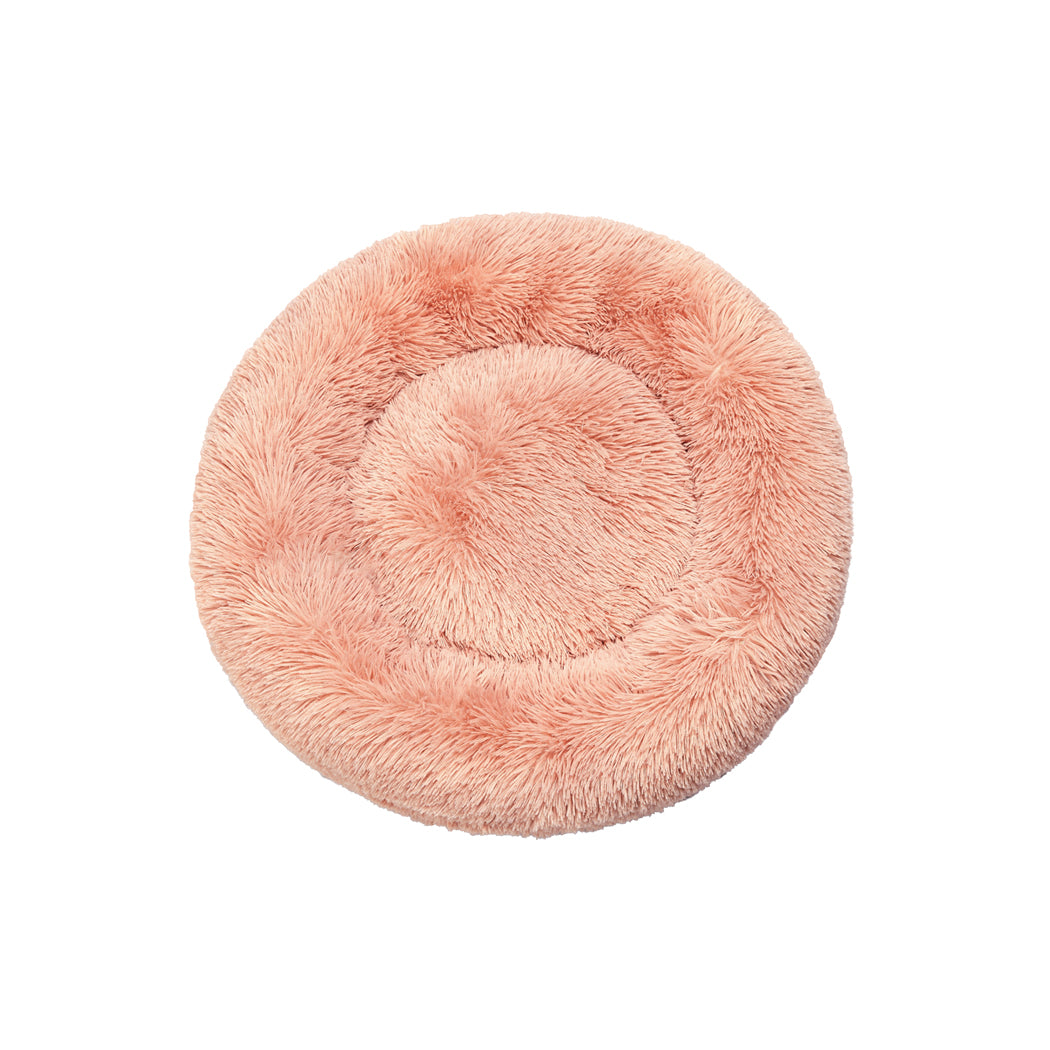 Pet Bed Cat Dog Donut Nest Calming Kennel Cave Deep Sleeping Pink M