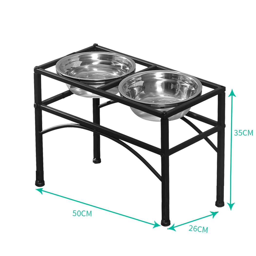 Dual Elevated Raised Pet Dog Puppy Feeder Bowl Stainless Steel Food Water Stand