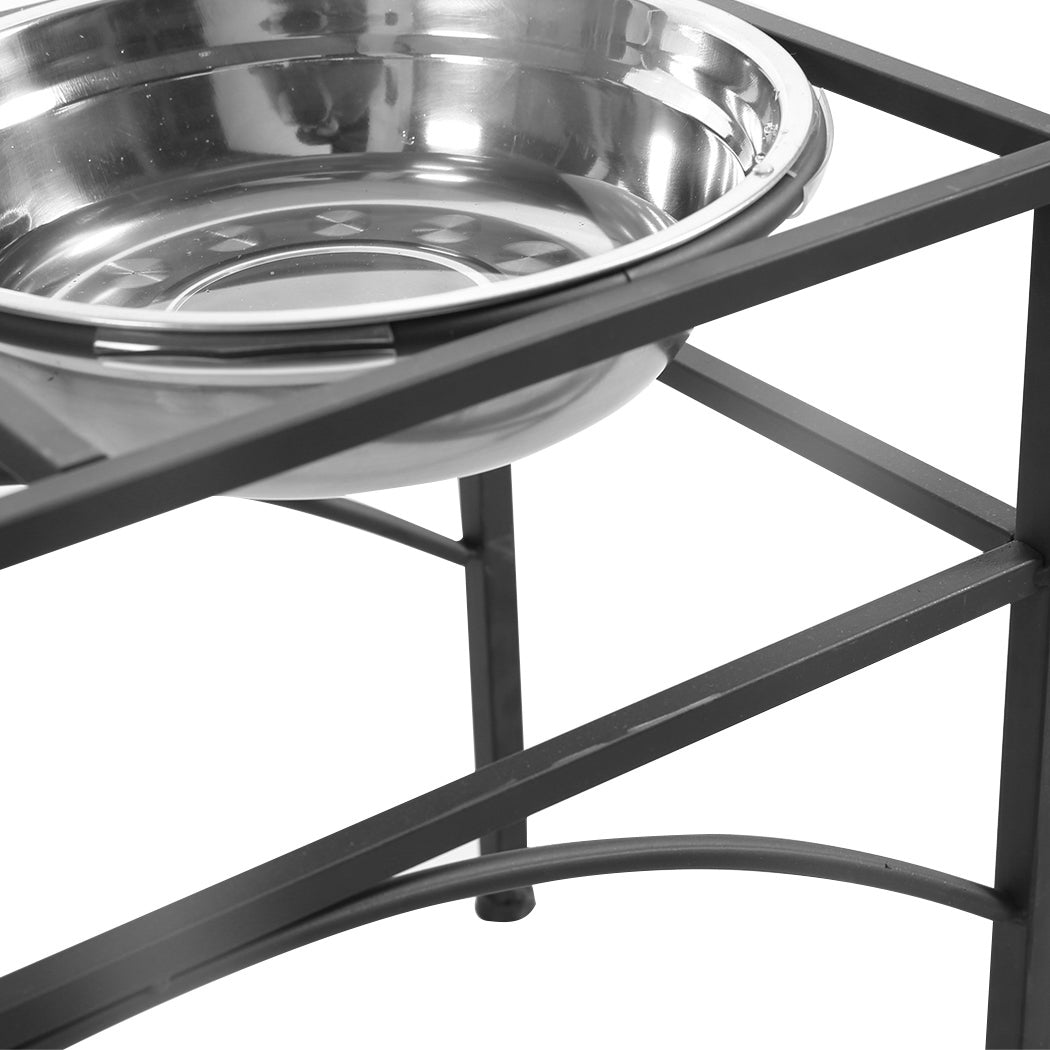 Dual Elevated Raised Pet Dog Puppy Feeder Bowl Stainless Steel Food Water Stand