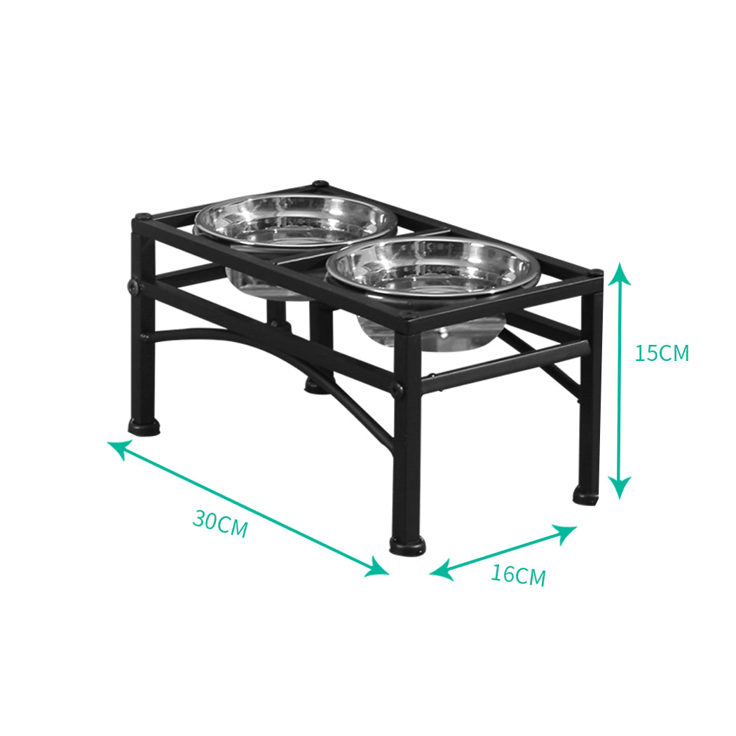 Dual Elevated Raised Pet Dog Feeder Bowl Stainless Steel Food Water Stand