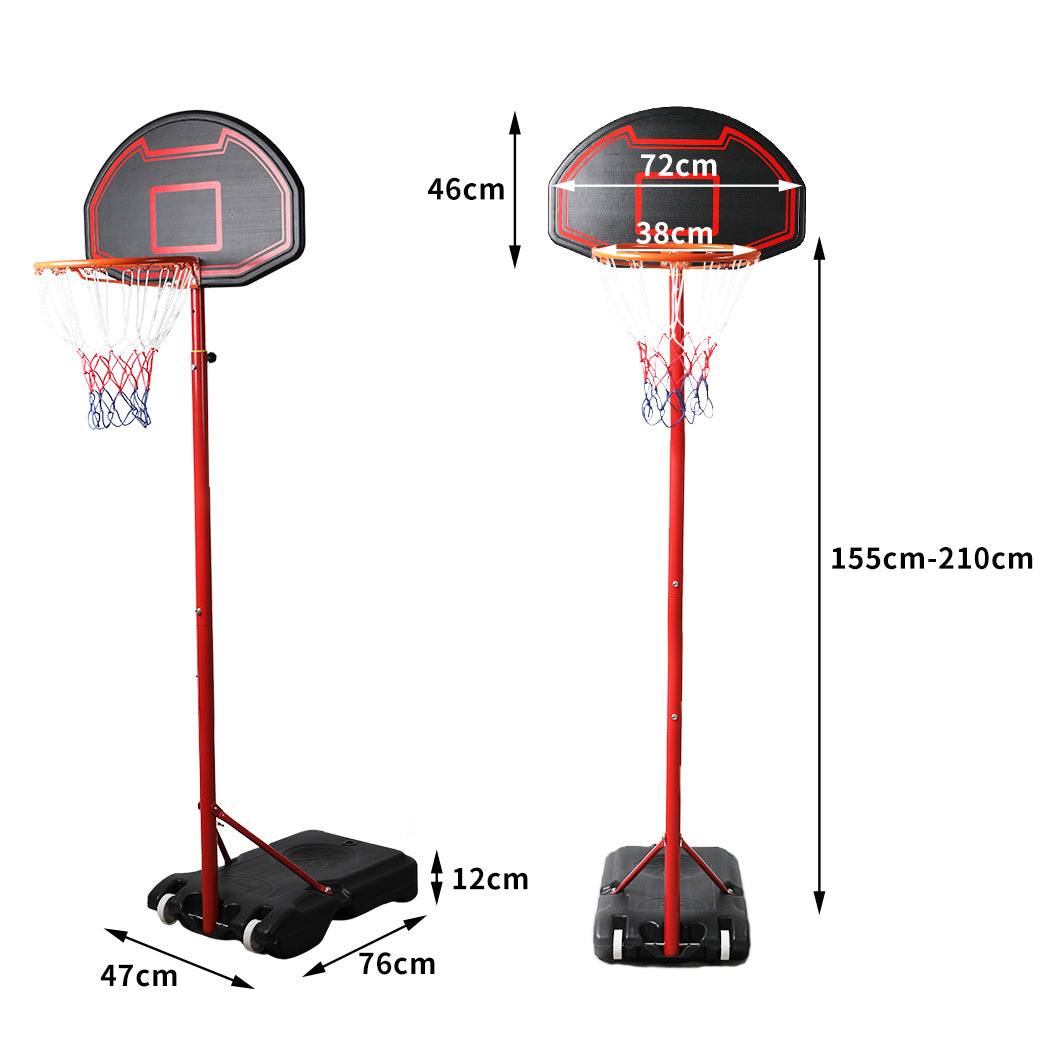 Basketball Hoop Stand System Ring Portable 2.1M Adjustable Height Kids In Ground