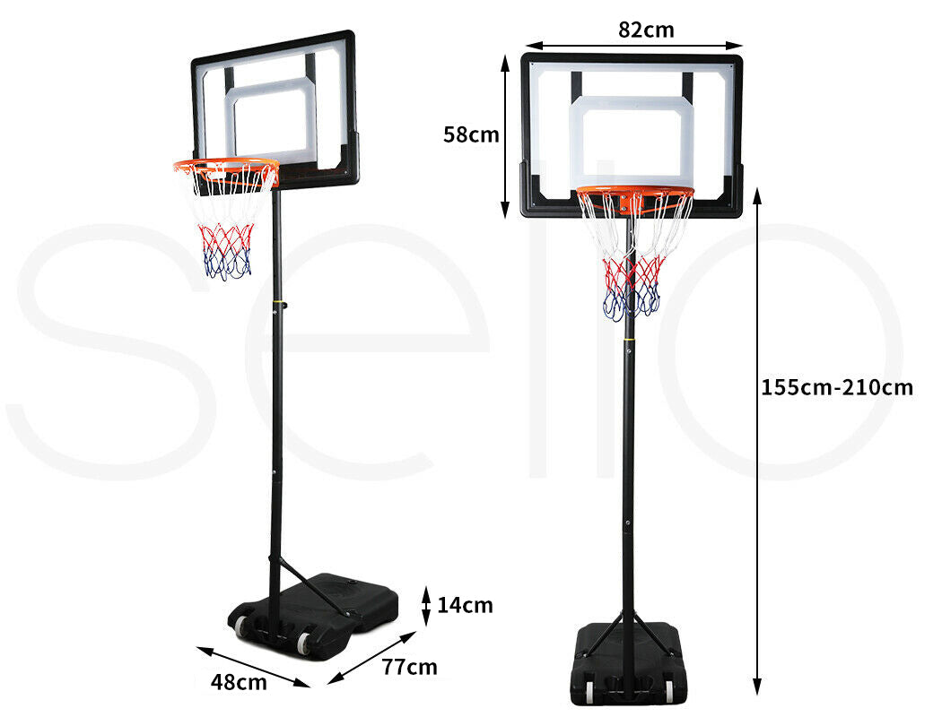 Basketball Hoop Stand System Ring Portable 2.1M Adjustable Height Kids In Ground