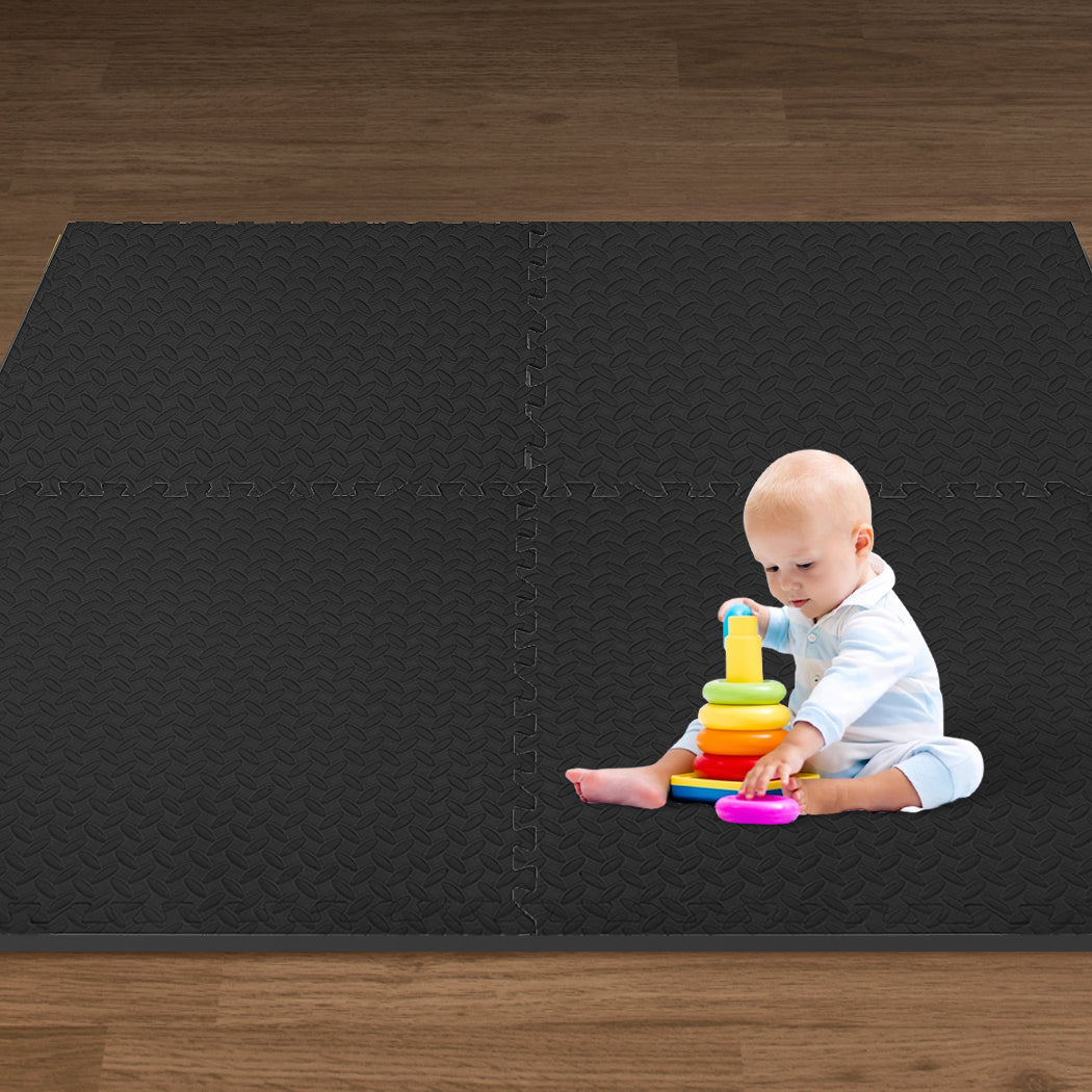 Kids Play Mat Floor Baby Crawling Mats Foldable Waterproof Carpet Black