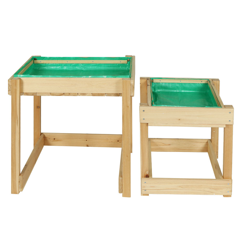 Keezi Kids Sandpit Wooden Sandbox Sand Pit Water Table Outdoor Toys 101cm