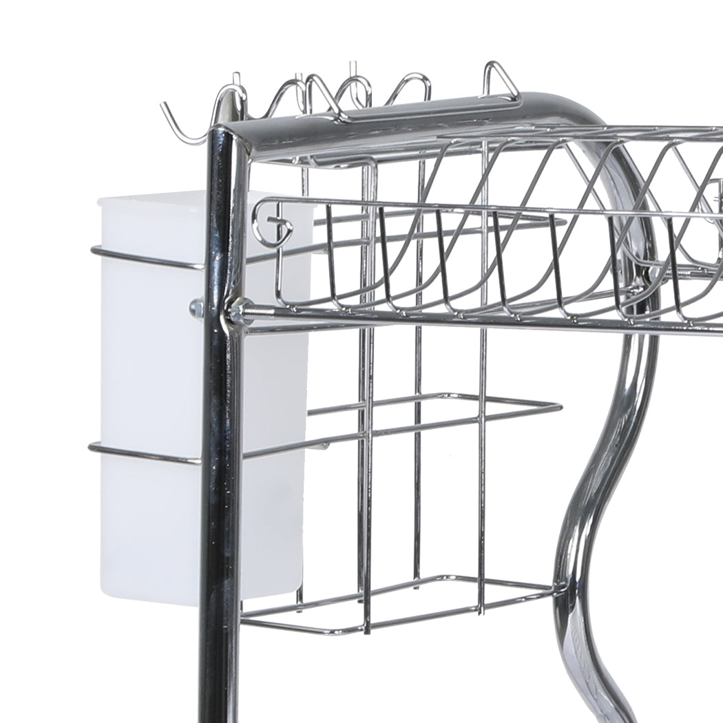 3 Tier Stainless Steel Dish Rack Drainer Tray Kitchen Storage Cup Cutlery Holder