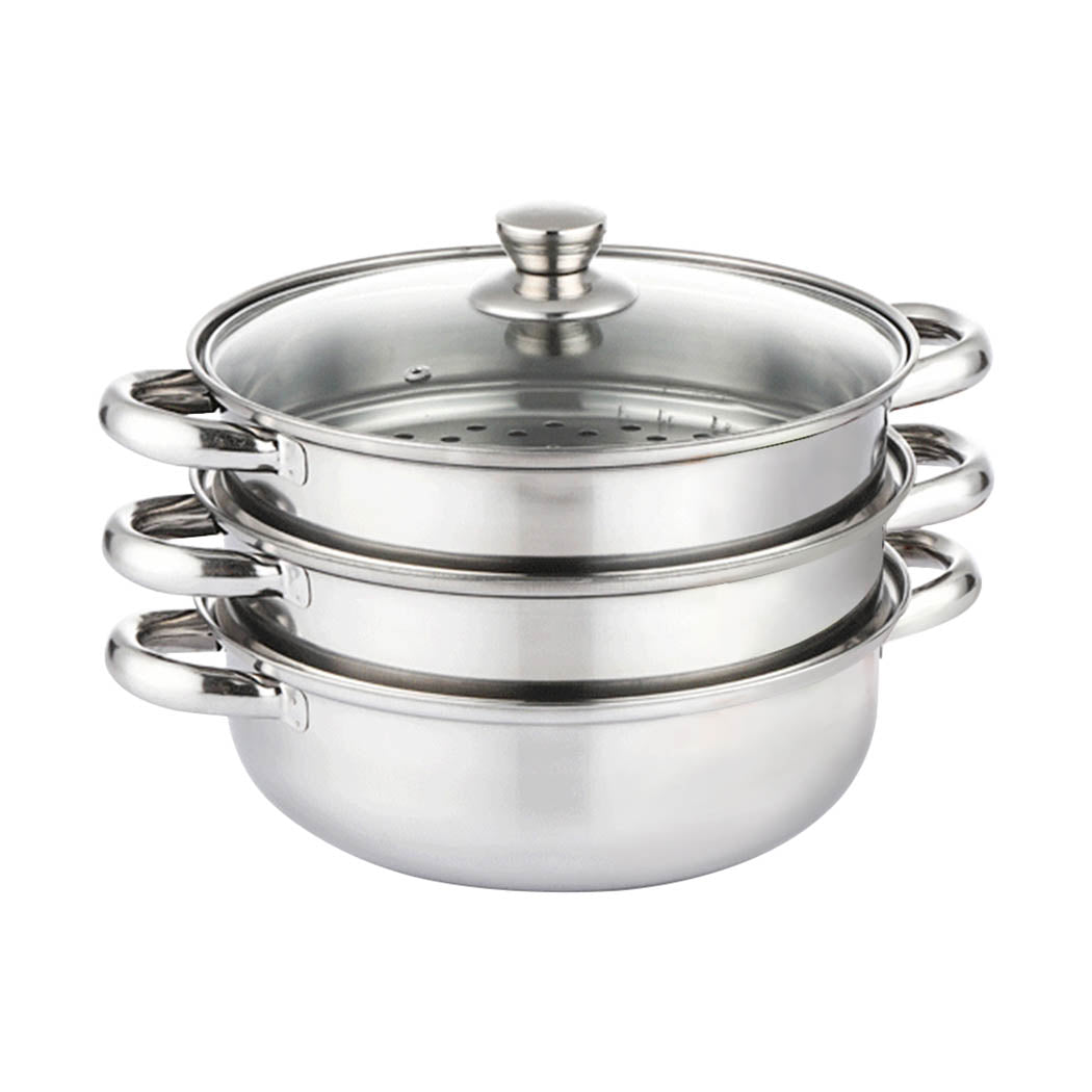 3 Tier Stainless Steel Steamer Meat Vegetable Cooking Steam Hot Pot Kitchen Tool