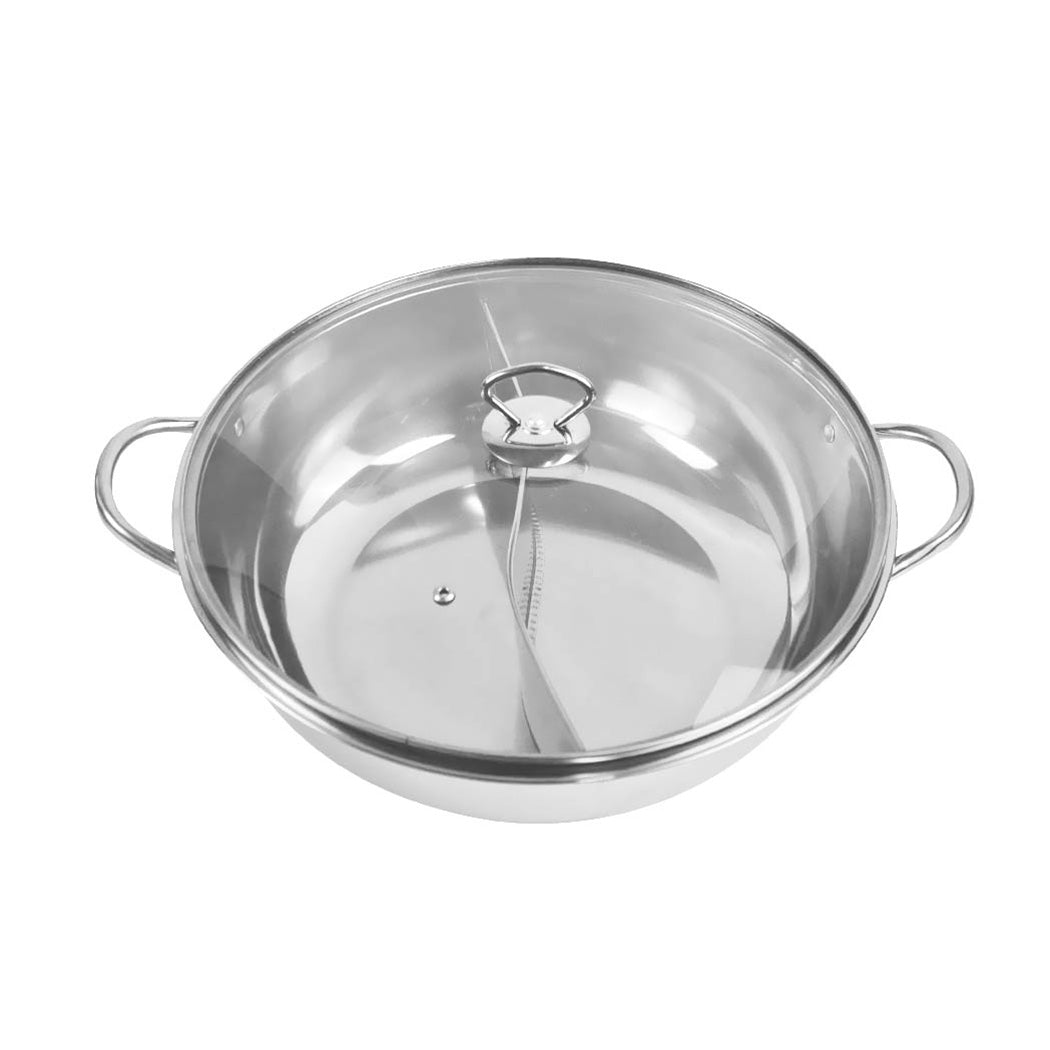 36cm Stainless Steel Twin Mandarin Duck Hot Pot Induction Cookware With Lid