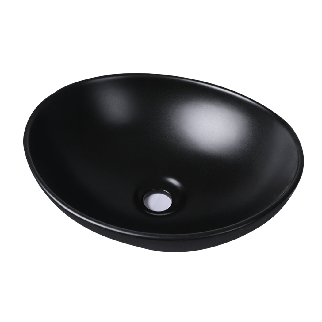 Wash Basin Oval Ceramic Hand Bowl Bathroom Sink Vanity Above Counter Matte Black