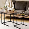 Artiss Nesting Side Table Set 2 Piece Industrial C Shape Wooden Top Black Steel Frame