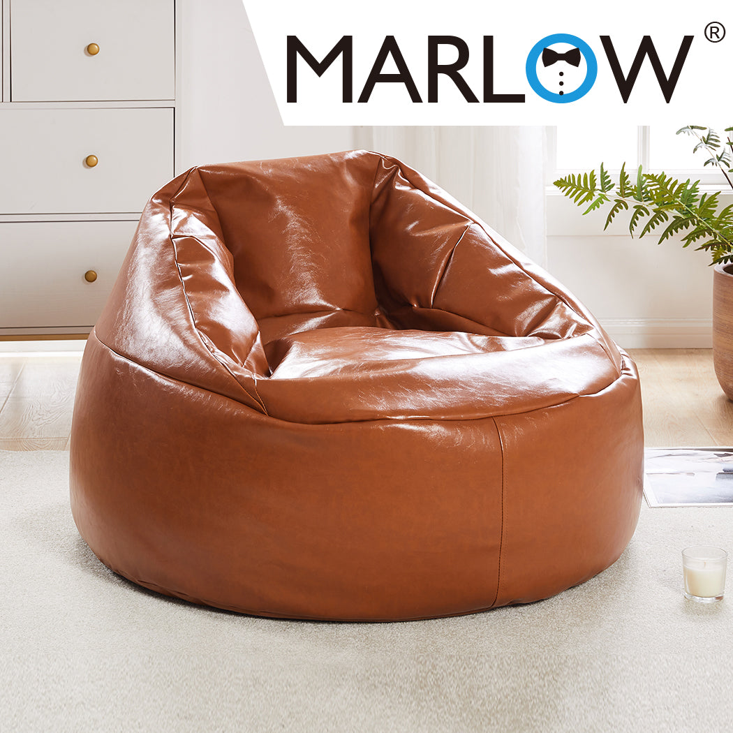 Marlow Bean Bag Chair Cover PU Couch Tan