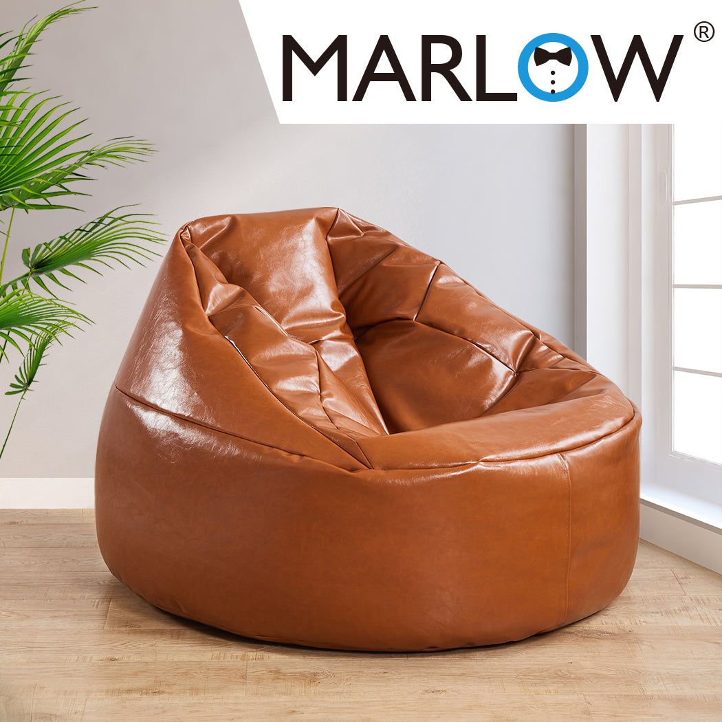 Marlow Bean Bag Chair Cover PU Couch Tan