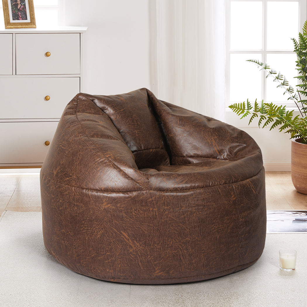 Marlow Bean Bag Chair Cover PU Couch Brown