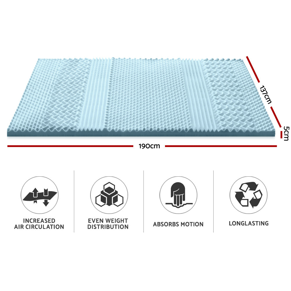 Memory Foam Mattress Topper 7-Zone 5cm Double