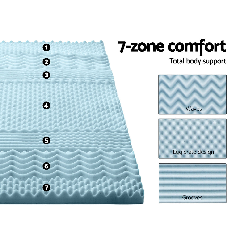 Memory Foam Mattress Topper 7-Zone 5cm Double