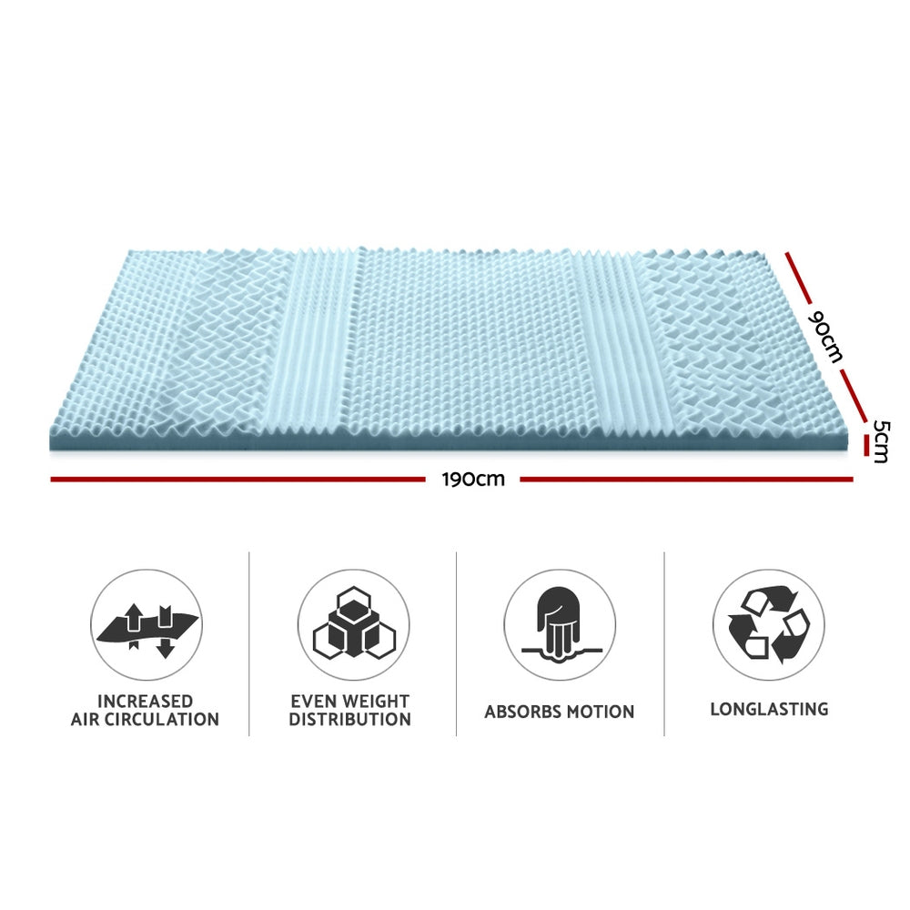 Memory Foam Mattress Topper 7-Zone 5cm Single