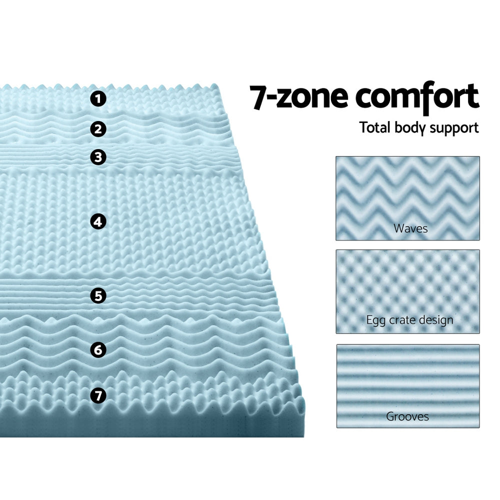 Memory Foam Mattress Topper 7-Zone 8cm Queen