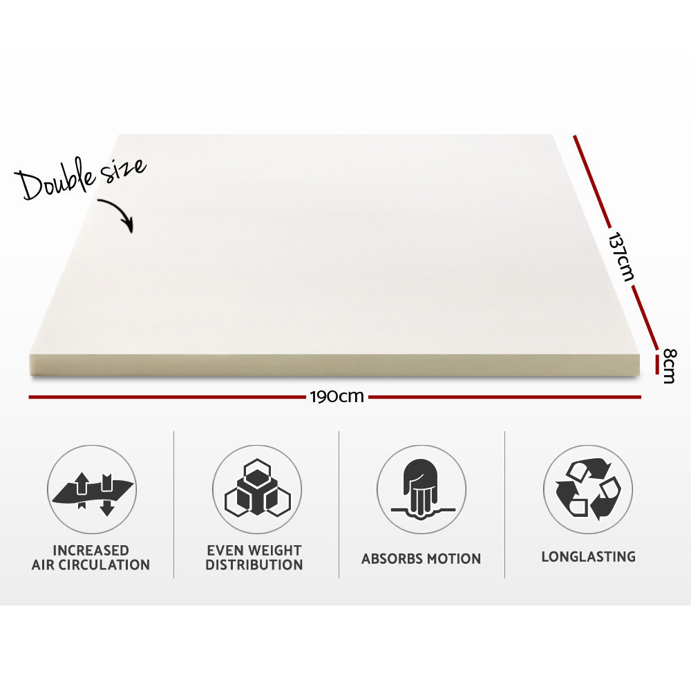 Memory Foam Mattress Topper 8cm Double