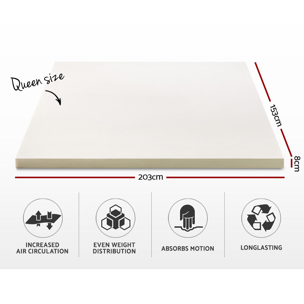 Memory Foam Mattress Topper 8cm Queen