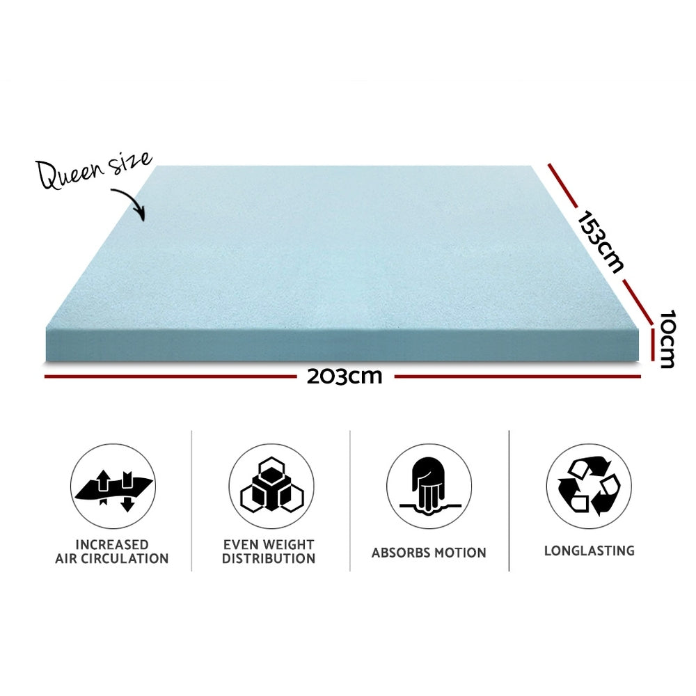 Memory Foam Mattress Topper Cool Gel 10cm Queen