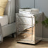 Set of 2 Bedside Table 3 Drawers Mirrored Glass - PRESIA Silver