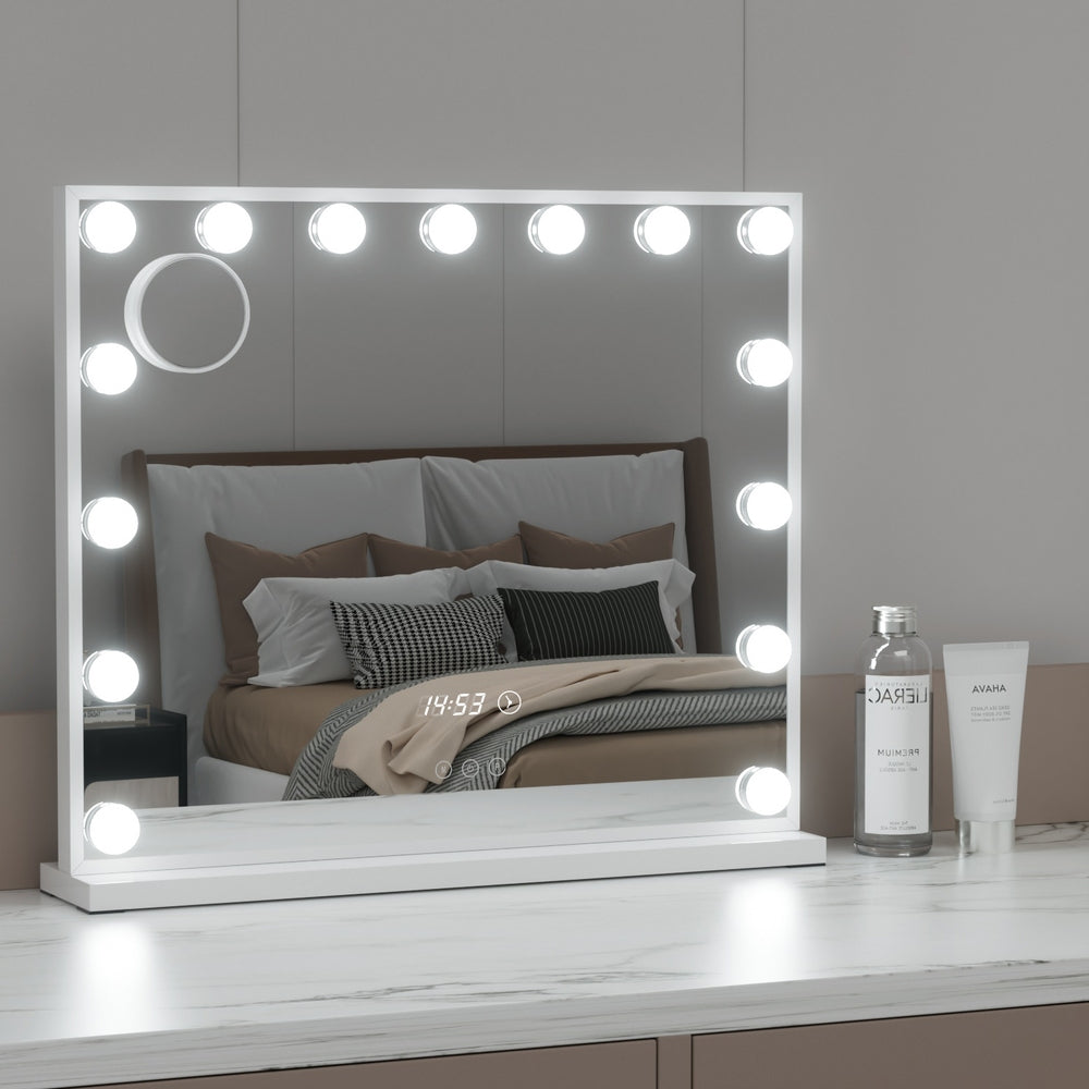 Embellir Makeup Mirror 60x52cm Hollywood Vanity with LED Light Tabletop White