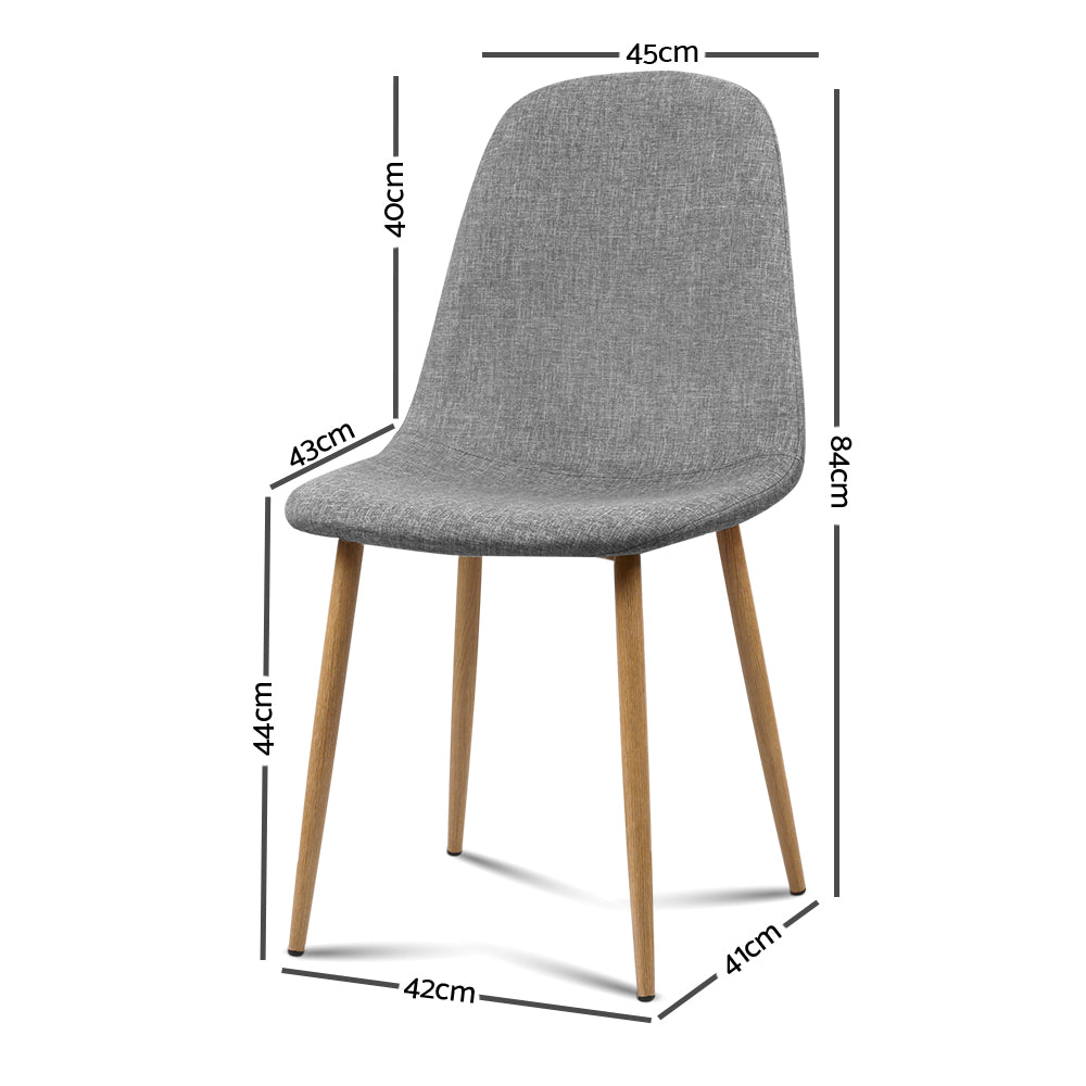 Artiss Dining Chairs Set of 4 Linen Curved Slope Grey