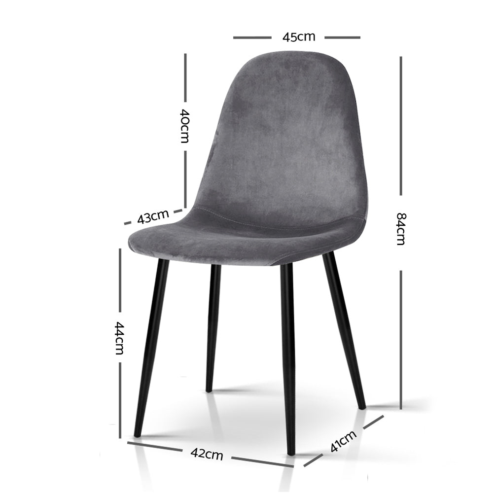 Artiss Dining Chairs Set of 4 Velvet Curved Slope Grey