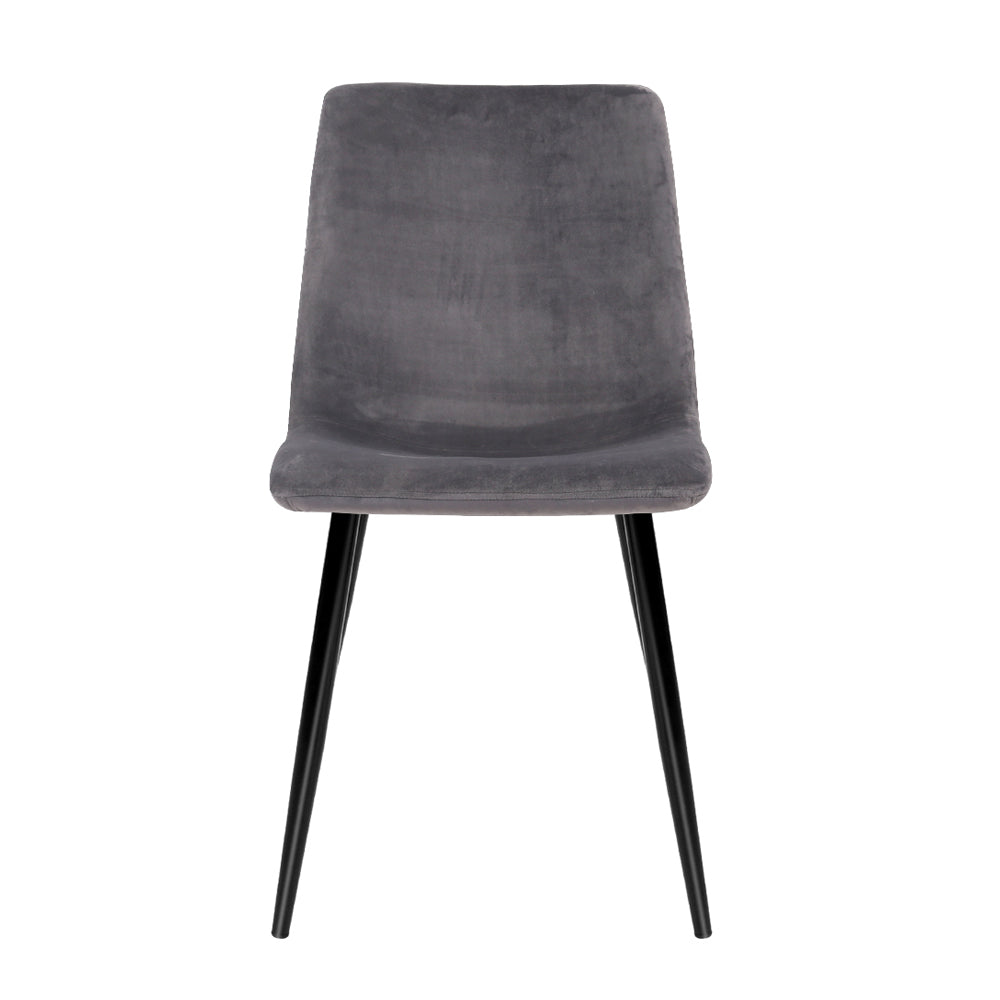 Dining Chairs Set of 4 Velvet Horizontal Slope Grey