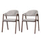 Dining Chairs Set of 2 Linen Hollow Armchair Grey