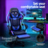 6 Point Massage Gaming Office Chair 7 LED Footrest Blue