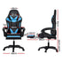 6 Point Massage Gaming Office Chair 7 LED Footrest Cyan Blue