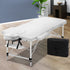 Massage Table 75cm 2 Fold Aluminium Massage Bed Portable Beauty Therapy White