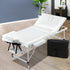 Massage Table 75cm 3 Fold Aluminium Beauty Bed Portable Therapy White