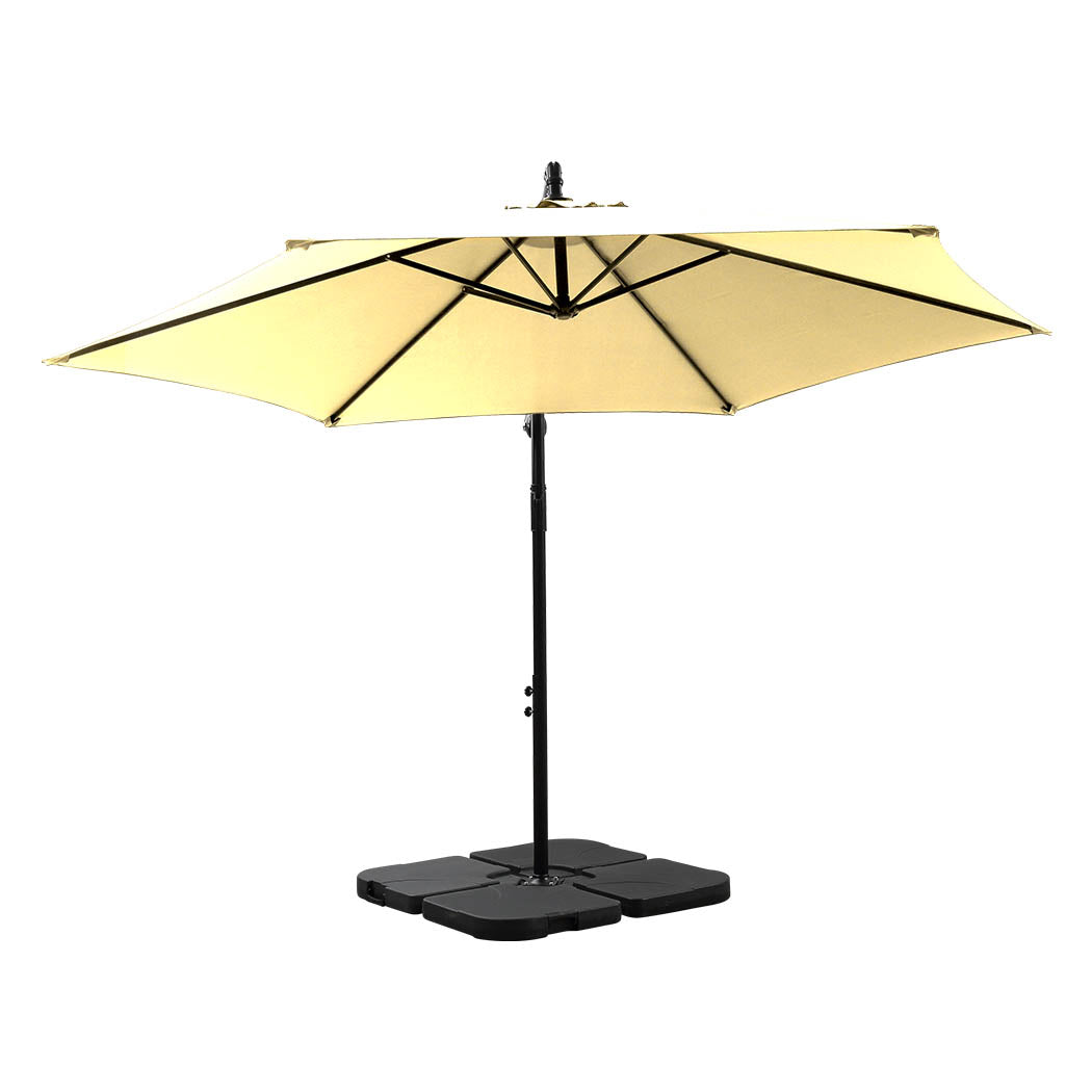 3M Outdoor Umbrella Cantilever Umbrellas Base Stand UV Shade Garden Patio Beach