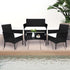 4 PCS Outdoor Furniture Setting Patio Garden Table Chairs Set Wicker Seat