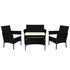 4 PCS Outdoor Furniture Setting Patio Garden Table Chairs Set Wicker Seat