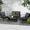 4 Piece Rattan Outdoor Furniture Set Black Sofa Chairs Table Cushions Garden