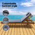 Sun Lounge Wooden Lounger Outdoor Furniture Day Bed Wheels Patio Grey