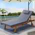 Sun Lounge Wooden Lounger Outdoor Furniture Day Bed Wheels Patio Grey